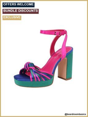 Strappy Chunky Heel Sandals Women Square Open Toe Platform Satin Bow Heels